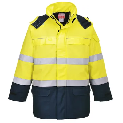 Produktbild von Portwest FR79 Bizflame Störlichtbogen-Warnschutz-Multi-Norm Jacke Yellow/Navy Gr. M