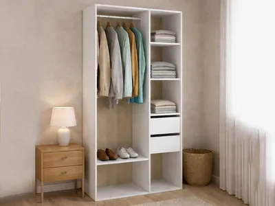 Immagine prodotto di Dmora Guardaroba Grande Maon 45x205h cm Bianco, Appendiabiti 6 Vani