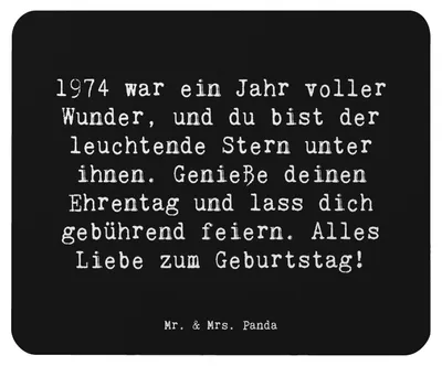 Produktbild von Mr. & Mrs. Panda Mouse Pad Spruch 1974 Geburtstag Stern - Schwarz - Geschenk, laptop mousepad, Geburtstagsgeschenk, feiern, Alter, Geburtsjahr, Jubiläum, Jahr, mousematte