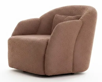 Immagine prodotto di Poltrona dal design moderno in bouclé marrone e beige