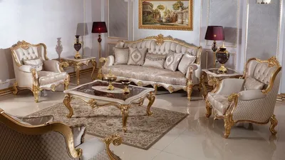 Produktbild von Casa Padrino Luxus Barockstil Wohnzimmer Möbel Set Silber / Braun / Gold