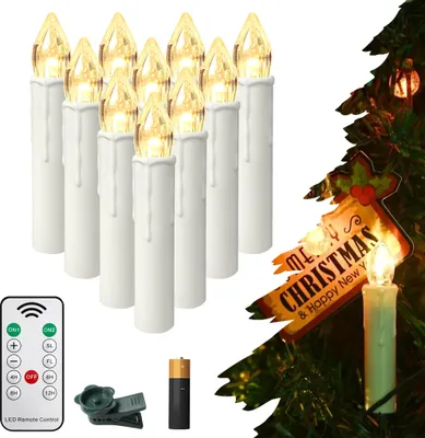 Productafbeelding van JOIEYOU, 50 LED-kaarsen, warmwit, voor Kerstmis, met afstandsbediening en batterij, draadloos, kaarslicht zonder vlam, geschikt voor kerstboom, bruiloft, verjaardag, feest