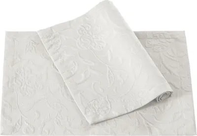 Produktbild von Pichler bügelfreier Piqué floral, ornamental Tischset 6er Set 50 x 35 cm CORDOBA Rechteck brillantweiß , Gehrungssaum