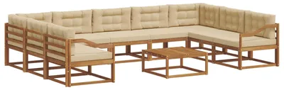 Produktbild von vidaXL Outdoor-Sofagarnitur mit Kissen 10 pcs Natur und Beige
