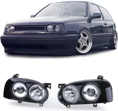 Zdjęcie produktu dla DE Podwójne reflektory H1 H3 czarne lewy + prawy do VW Golf 3 III od 91-97