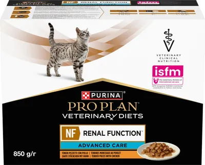 Produktbild von Purina Pro Plan Veterinary Diets NF Nassfutter für Katzen mit Nierenfunktion und Lachs, 10 x 85 g, bei Nierenversagen