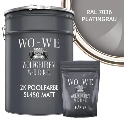 Produktbild von 2K Poolfarbe Poolbeschichtung Schwimmbadfarbe SL450 MATT  Platingrau RAL7036 - 2,5kg