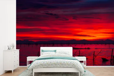Produktbild von MuchoWow® Fototapete für Wohnzimmer oder Schlafzimmer Wandtapete Vinyl Motivtapete Meer - Himmel - Sonne - 450x300 cm - Gemusterte