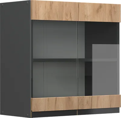 Produktbild von Küchenglasschrank Vicco R-Line Goldkraft Eiche 60 cm J-Shape, Model 39778