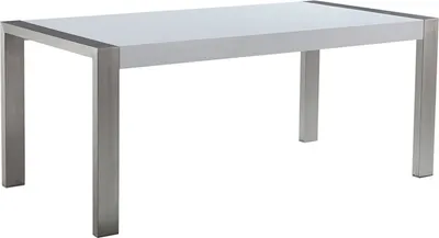 Zdjęcie produktu dla BELIANI Stół jadalniany biały połysk srebrna rama ze stali nierdzewnej 180 x 90 cm nowoczesny