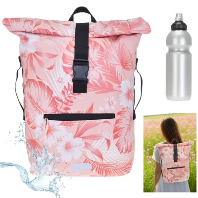 Produktbild von Rucksack Plane Time Bag Evo 24 L Kurierrucksack Roll-Top Damen A4 Freizeitrucksack Laptoprucksack wetterfest Outdoor Elephant 12818 Coral Flower +f