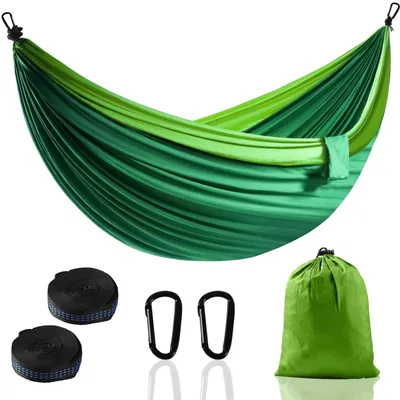 Productafbeelding van Campinghangmat - Parachutehangmat - 280 x 140 cm - Donkergroen - 200 kg