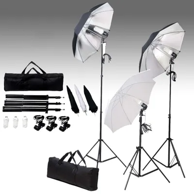 Image de vidaXL Kit studio photo avec lampes et système de fond