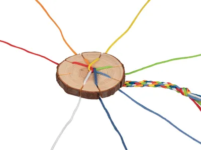 Produktbild von goki 58484 Strickscheibe Ø 7 cm, Holz, 7 Fäden, mehrfarbig