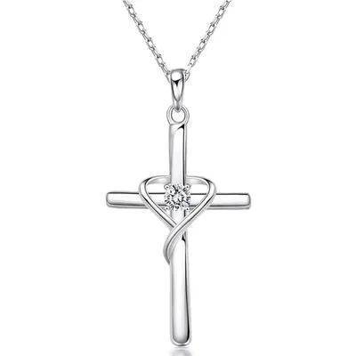 Produktbild von Kreuzkette Damen Halskette mit Kreuzanhänger Kreuz Silberkette (Kettenlänge 40 cm, Sterling Silber 925), inklusive Geschenkschachtel