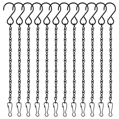 Productafbeelding van Set van 12 zwarte hangende kettingen, 25 cm voor tuinplantenhangers
