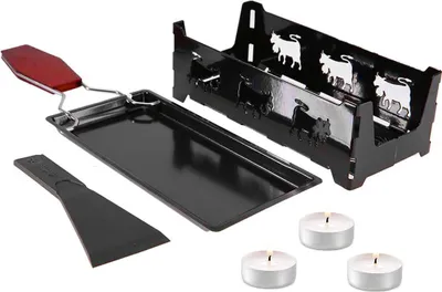 Produktbild von Tragbarer Raclette-Rotor mit Antihaftbeschichtung, inklusive Holzgriff und Grillwerkzeug