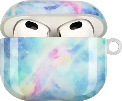 Produktbild von CLM-Tech AirPods 3 Kopfhörer Hülle mit Zubehör, Ohrhörer Headphones Schutztasche aus TPU Silikon, Case Cover kompatibel mit AirPods 3 Earphones, Marmor sternenklarer Himmel blau bunt