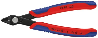 Zdjęcie produktu dla Knipex 78 81 125, Szczypce ukośne, Stal, Plastik, Niebieski, Czerwony, 125 mm, 57 g