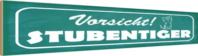 Produktbild von vianmo Holzschild 10x46 cm Vorsicht Stubentiger Katze Warnschild Hinweisschild