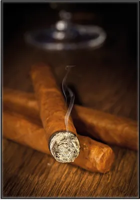 Produktbild von Wallario Wandbild Zigarre am Abend, Größe: 70,30 x 100,30 cm, Poster mit schwarzem Aluminiumrahmen