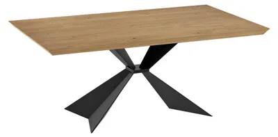 Produktbild von Stark Ausziehtisch mit Tischplatte aus Eichenfurnier und schwarzen Metallbeinen – Maße 200/300 x 100 x 76 cm – Modernes Design