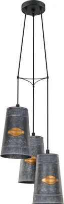 Produktbild von EGLO Pendelleuchte Honeybourne, Hängelampe Vintage, Industrial, Retro, aus Stahl in Verzinkt, Gold-Antik, Schwarz, Esstischlampe, Wohnzimmerlampe, E27
