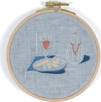 Productafbeelding van DMC Plattstikset met borduurring, "Louvre: Interpretatie van een wafeldessert", voorgedrukt, diameter 20 cm