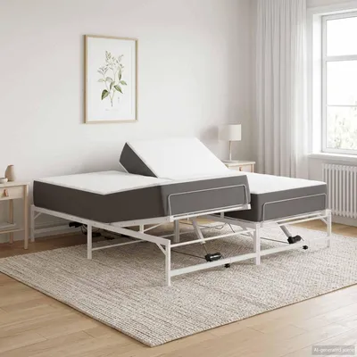 Produktbild von Maison Exclusive - Elektrisch verstellbares Bettgestell Weiß 200 x 200 cm Stahl