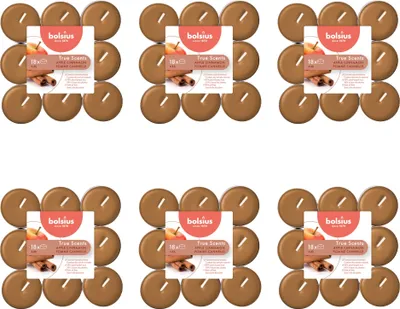 Produktbild von Bolsius - True Scents - Duft-Teelichter - 18 Stück pro Packung - Apfel-Zimt - Vorteilspack - 108 Stücke - 6 Verpackung