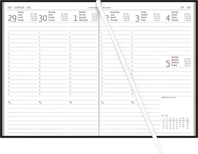 Produktbild von Zettler Wochenbuch schwarz 1W/2S 2026 - Buchkalender 15 × 21 cm, 1 Woche auf 2 Seiten, wattierter Kunststoffeinband