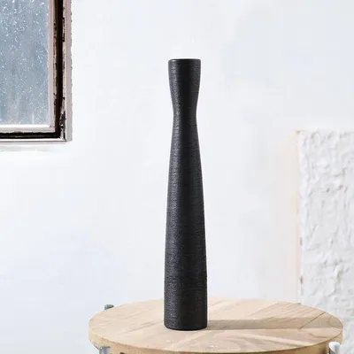 Image de Sawoake vase décoratif en céramique mince et élégant, vase décoratif moderne pour la maison, le salon, la table à manger et le bureau (noir petit)