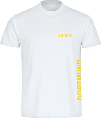 Produktbild von multifanshop Kinder T-Shirt - Dortmund - Brust & Seite, weiß, Größe 164