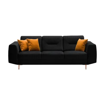 Produktbild von BEAUTYSOFA | Couchgarnitur VENEZIA Samtstoff Schwarz – Sofa Set 3+2+1, Polsterset mit Metallbeinen Kupfer, Wohnzimmer Set ohne Schlaffunktion