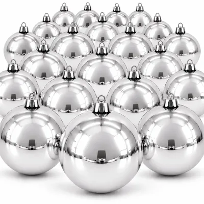 Produktbild von Weihnachtskugeln Outdoor 24er Set Ø10cm Christbaumkugeln Silber Glanz Wetterfest