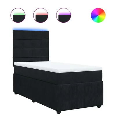 Produktbild von Boxspringbett mit Matratze Schwarz 100x200 cm Samt
