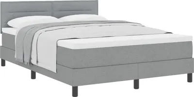 Produktbild von Boxspringbett mit Kopfteil Hellgrau 140 x 190 cm Stoff