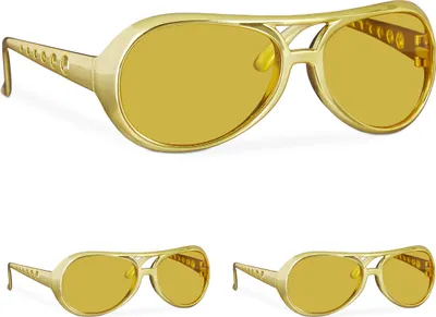 Produktbild von relaxdays 3 x Rapper Brille Gold