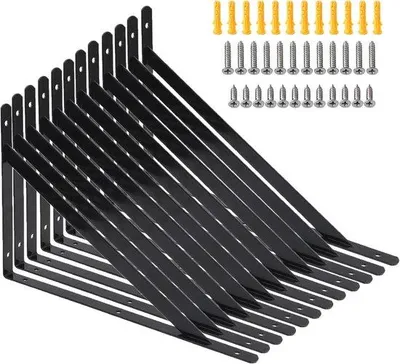 Produktbild von Famanu Eckregalträger Set 12 Stück - 250 x 400 mm, Wandmontage, maximale Tragkraft 100 kg