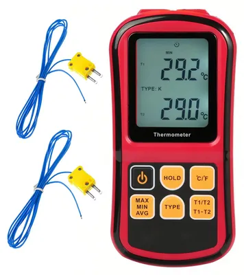 Digitales Doppelkanal-Thermometer mit 2 K-Typ-Sonden, -200–1372 °C
