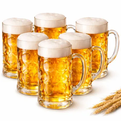 Produktbild von 6 Bierkrüge 1 Liter Maßkrug Biergläser mit Henkel Bierglas Bierkrug Maßkrüge Set