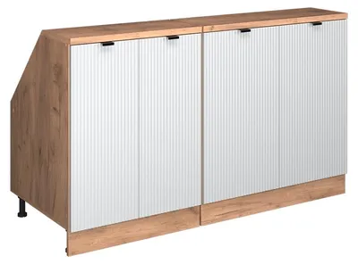 Produktbild von Küchenschrank für Dachschrägen Vicco R-Line Weiß Riffel 140 cm 2er Set Schrankkorpuss 60 cm Tiefe, Model 60650