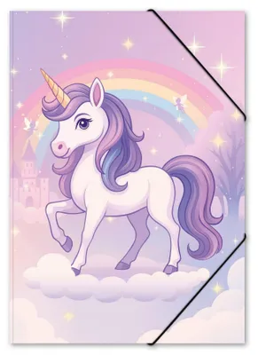 Produktbild von ITENGA Gummizugmappe Zeichenmappe A3 Karton Motiv EINHORN ZAUBERWOLKE