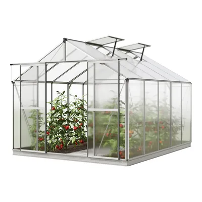 Produktbild von Gewächshaus Orchidee 5 Alu-Rahmen 256x317cm Polycarbonat Platten - mit Fundamentrahmen & automatischem Fensteröffner