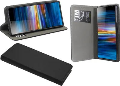 Image de cofi1453® Housse livre "Smart" compatible avec SONY XPERIA 10 Housse téléphone portable Etui portefeuille Housse de protection avec fonction support, porte carte Noir