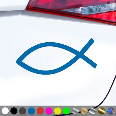 Produktbild von PantherPixel Ichthys Aufkleber Jesus Fisch Christus Kirche Sticker Auto Geschenkidee Farbe Blau