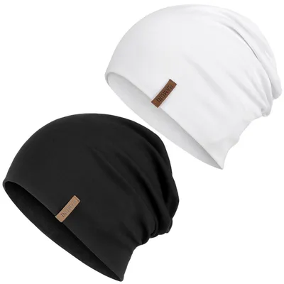 Immagine prodotto di Berretto da donna e da uomo, modello slouch, in cotone, leggero, traspirante, taglia unica, colore nero e bianco