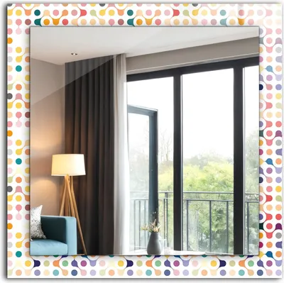 Produktbild von Bedruckter Spiegel - Wandspiegel - Dekorativer - Modern - 60x60 cm - Buntes Geometrisches Muster