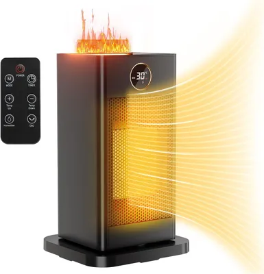 Zdjęcie produktu dla Elektryczny grzejnik konwekcyjny o mocy 2000W z nawilżaczem powietrza LED, oscylacją 90°, ceramiczny grzejnik z termostatem i timerem (1-12 godzin)