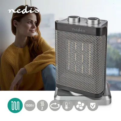 Produktbild von Keramik Heizlüfter eckig mit Kippschutz, Schwenkfunktion, Thermostat, max 1500 Watt, compact 24 cm hoch